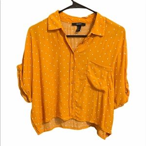Button up polka dot orange crop top